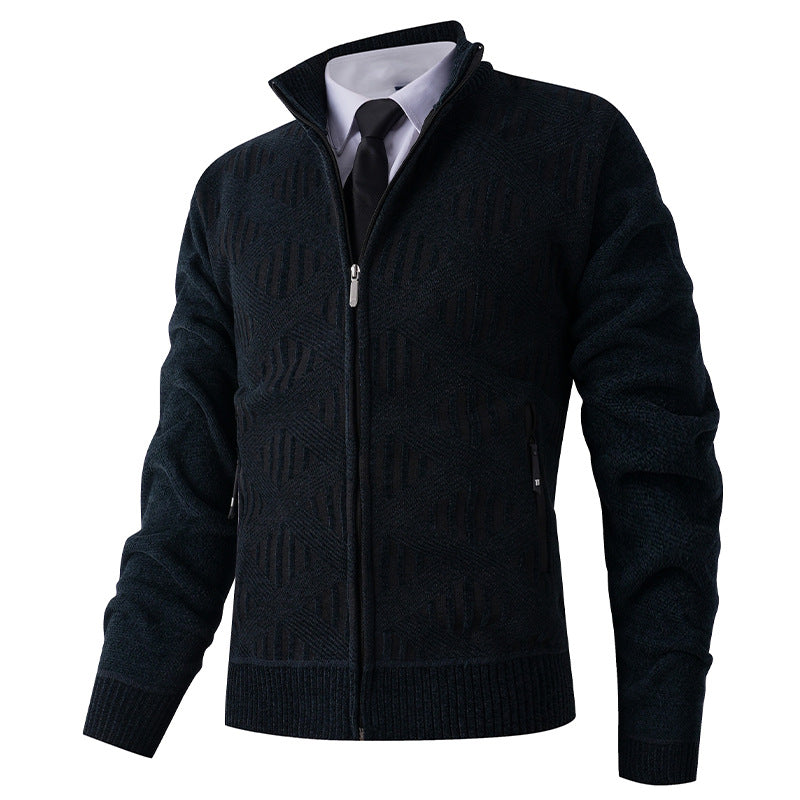 Herren Strickjacke mit strukturiertem Muster und hohem Kragen Echoarchiv