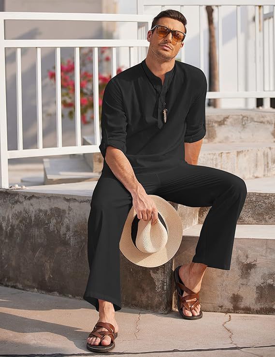 Herren luftige Strandhose und elegantes Langarmshirt Echoarchiv