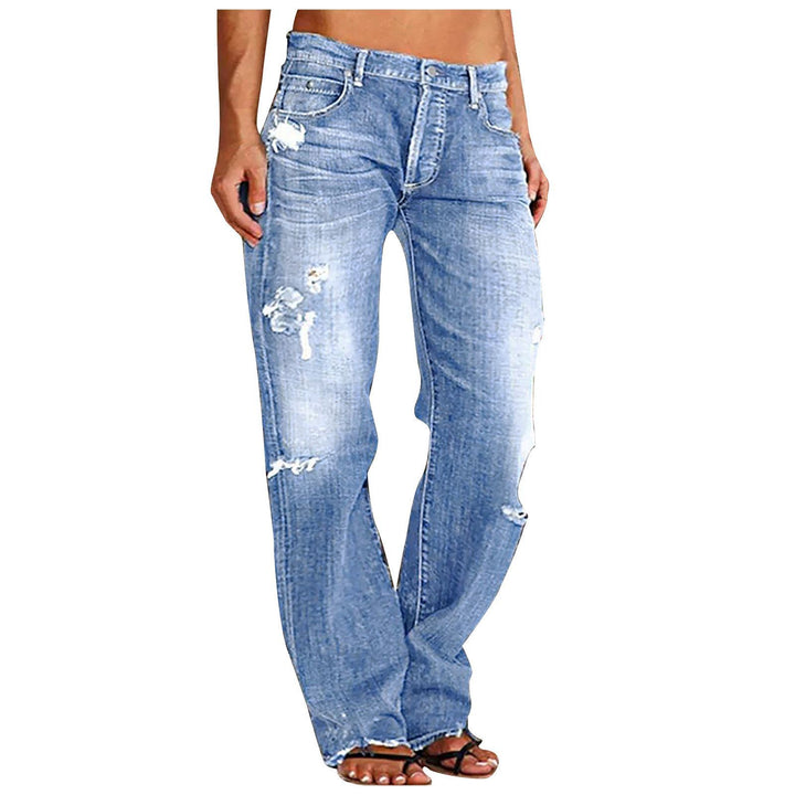 Damen nan weite zerrissene Jeans mit hoher Taille Relaxed Fit und ausgefranstem Saum Echo Archiv