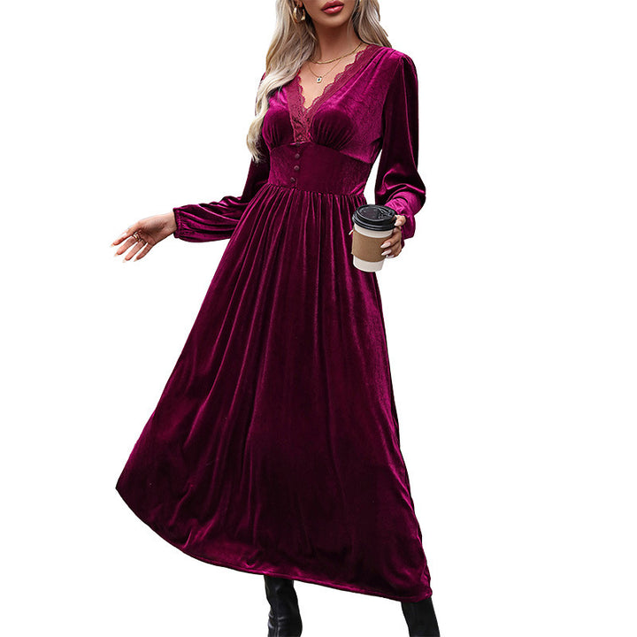 Damen Midikleid mit V-Ausschnitt und Rüschen Echo Archiv