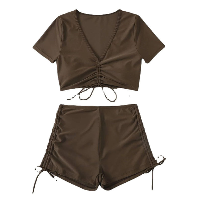 Damen cropped Top mit hohem Bund und Rüschendetails Echo Archiv