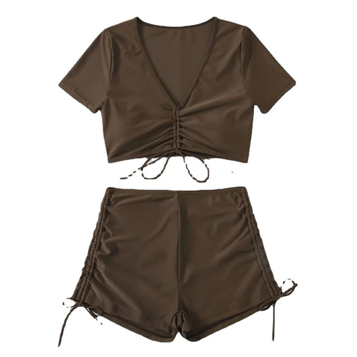 Damen cropped Top mit hohem Bund und Rüschendetails Echo Archiv