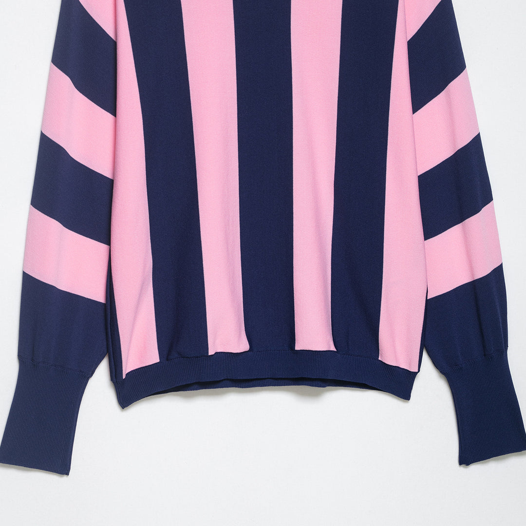 Damen Oversize-Strickpullover mit breiten Blockstreifen und überschnittener Schulter Echoarchiv