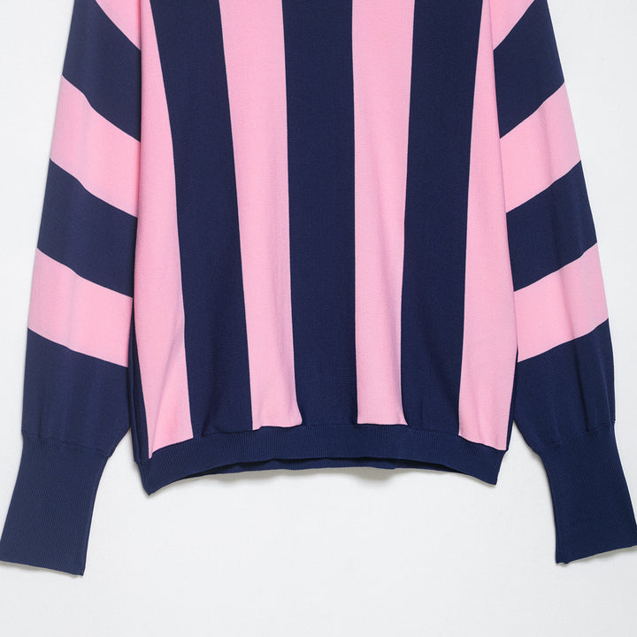 Damen Oversize-Strickpullover mit breiten Blockstreifen und überschnittener Schulter Echoarchiv