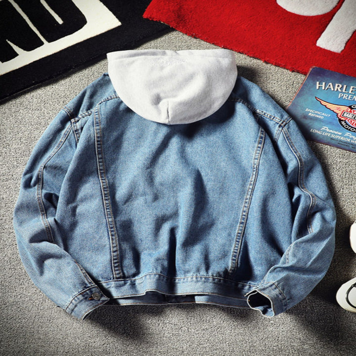Herren Modische Denimjacke mit Kapuze Echoarchiv