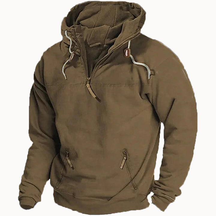 Herren lässiger Pullover mit halbem Reißverschluss und praktischen Kängurutaschen Echoarchiv