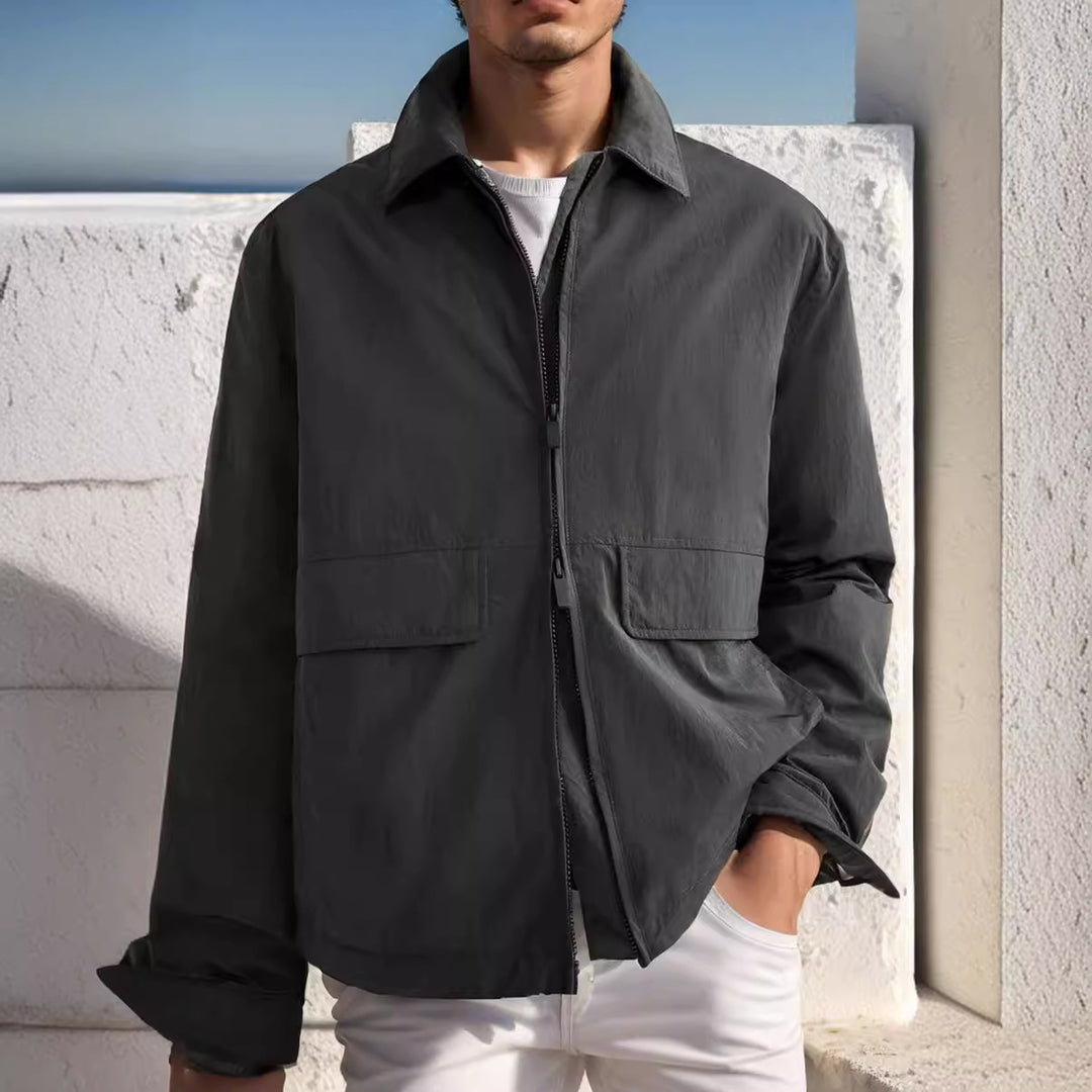 Herren urbane Utility-Jacke mit praktischen Taschen und hohem Kragen Echoarchiv