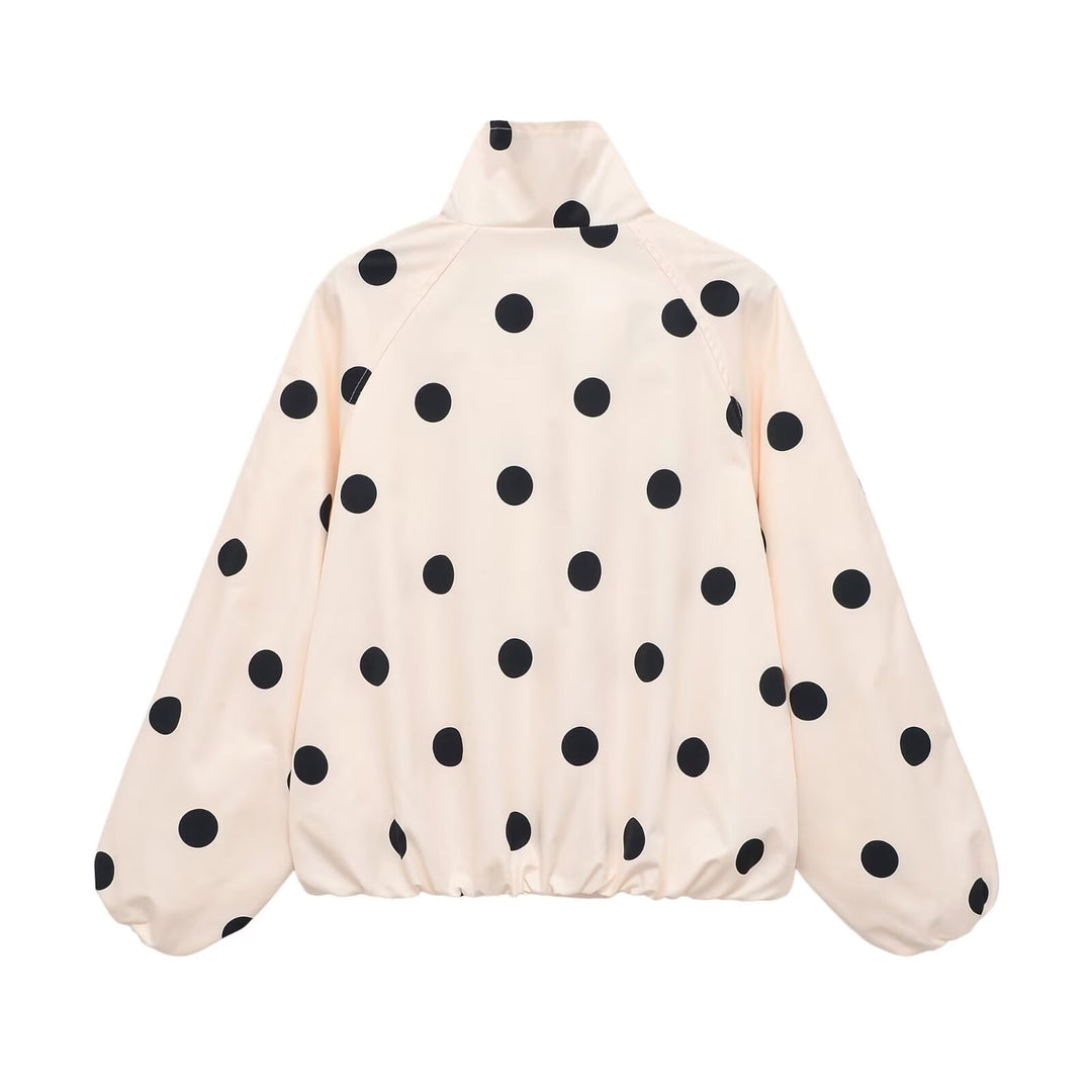 Damen Gepolsterte Oversize-Jacke mit hohem Stehkragen und Punkte-Print Echo Archiv