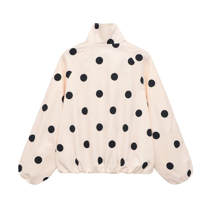 Damen Gepolsterte Oversize-Jacke mit hohem Stehkragen und Punkte-Print Echo Archiv