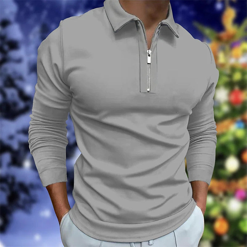 Herren Langarm-Polo mit Reißverschluss Echoarchiv