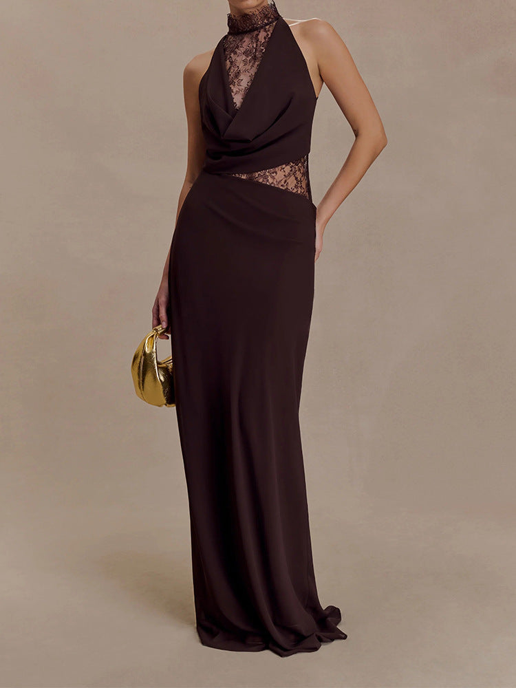 Damen Elegantes Bodenkonturen-Kleid mit exquisiter Spitzeneinlage Echo Archiv