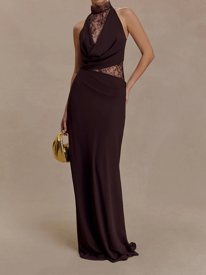 Damen Elegantes Bodenkonturen-Kleid mit exquisiter Spitzeneinlage Echo Archiv