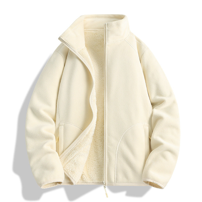 Herren Fleecejacke mit Sherpa‑Teddyfutter, Stehkragen & Zwei‑Wege‑Reißverschluss Echoarchiv