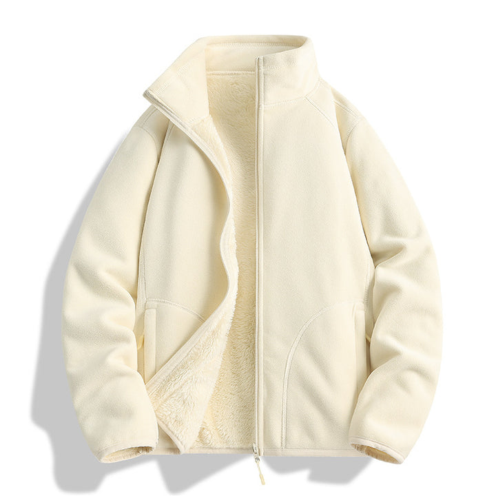 Herren Fleecejacke mit Sherpa‑Teddyfutter, Stehkragen & Zwei‑Wege‑Reißverschluss Echoarchiv