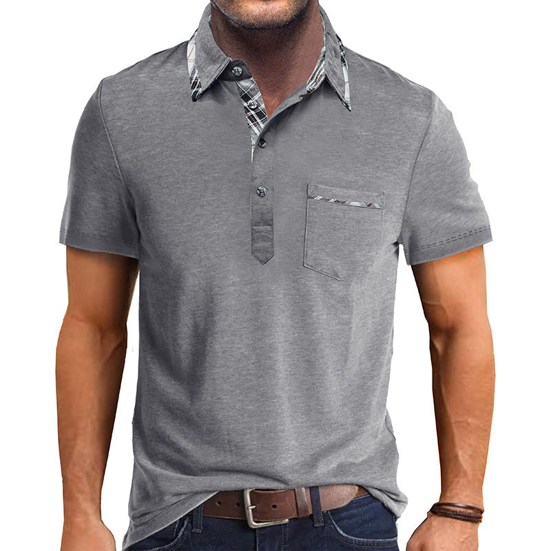 Herren Polo-Shirt mit stilvollem Karodetail und Brusttasche Echoarchiv