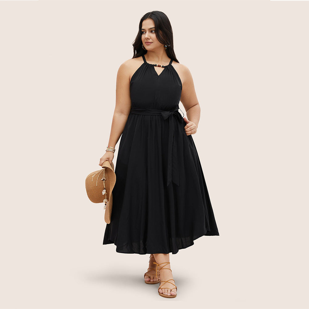 Damen Midikleid mit verstellbarem Träger und elastischem Taillengürtel Echo Archiv