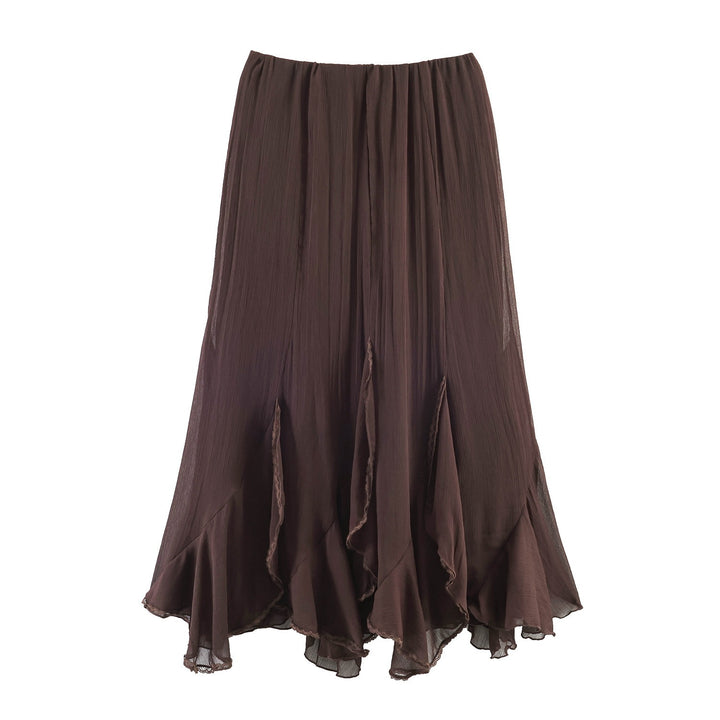 Damen Eleganter, fließender Maxirock mit Volants Echo Archiv