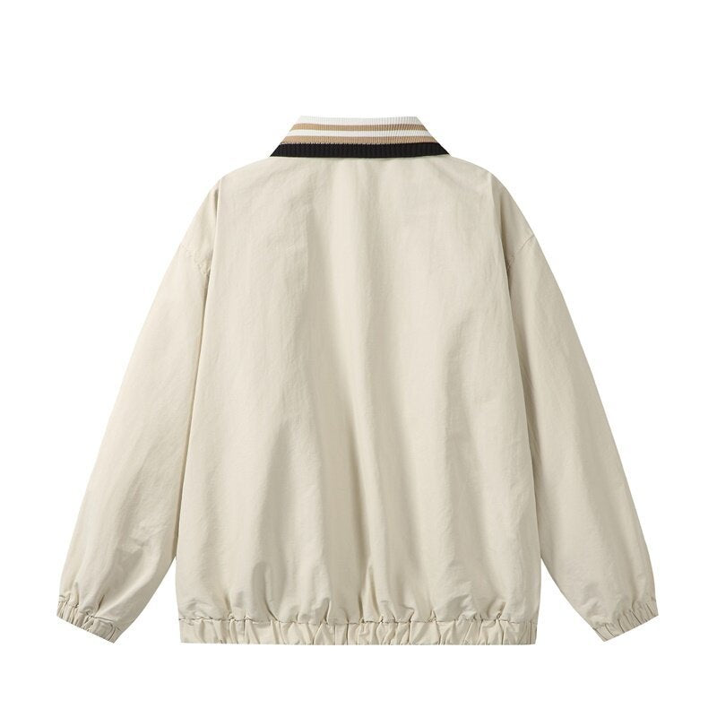 Herren Leichte Harrington‑Style Bomberjacke mit gestreiftem Rippkragen und Druckknopf‑Taschen Echoarchiv