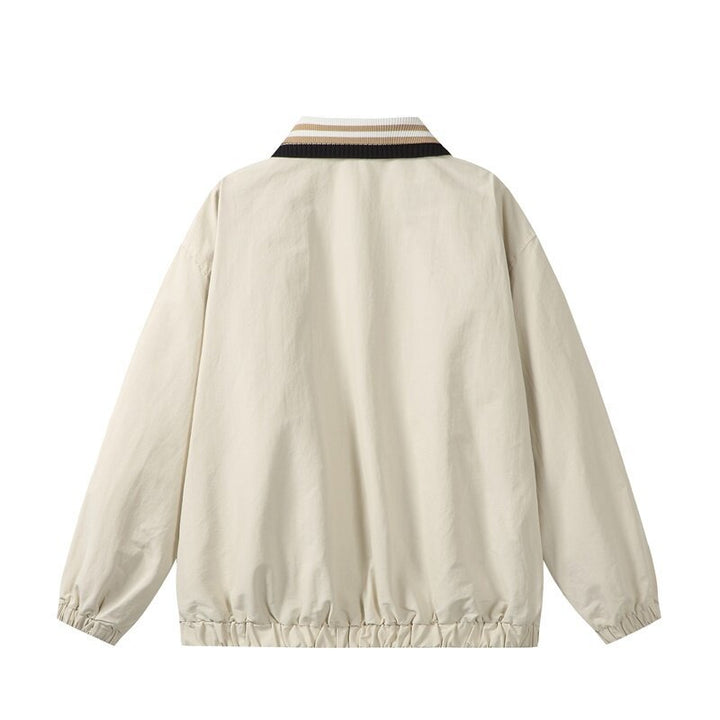 Herren Leichte Harrington‑Style Bomberjacke mit gestreiftem Rippkragen und Druckknopf‑Taschen Echoarchiv