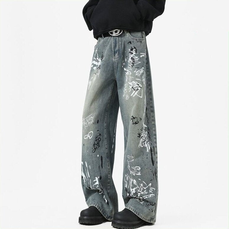 Damen Modische Graffiti Jeans Echoarchiv