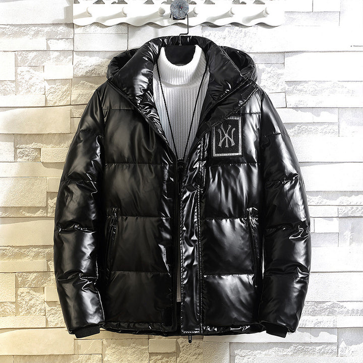 Herren Wattierte Metallic-Steppjacke mit Kapuze und windabweisender Front Echo Archiv