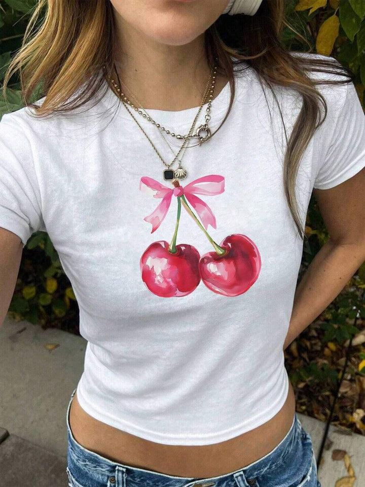 Damen Crop-T-Shirt mit kreativem Cocktail-Design Echo Archiv
