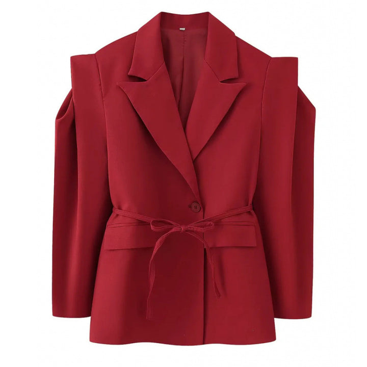 Damen Taillierter Blazer mit zarter Bindeband-Taille, betonter Schulterpartie und Pattentaschen Echo Archiv