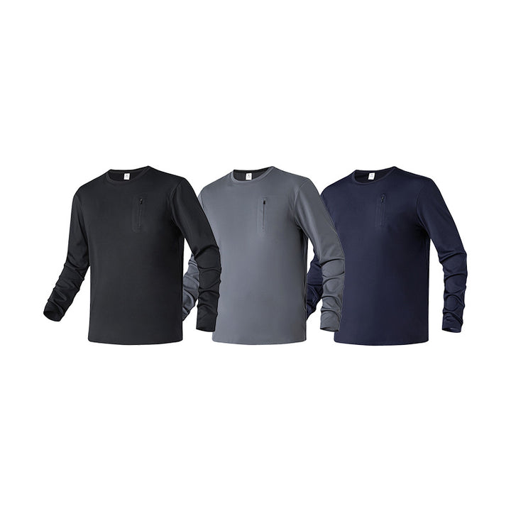 Herren Langarm-Performance-Shirt mit Brust-Reißverschlusstasche Echo Archiv