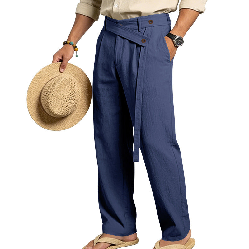 Herren nan weite Leinenhose mit Wickelbund, hoher Taille und legerem Bein Echo Archiv