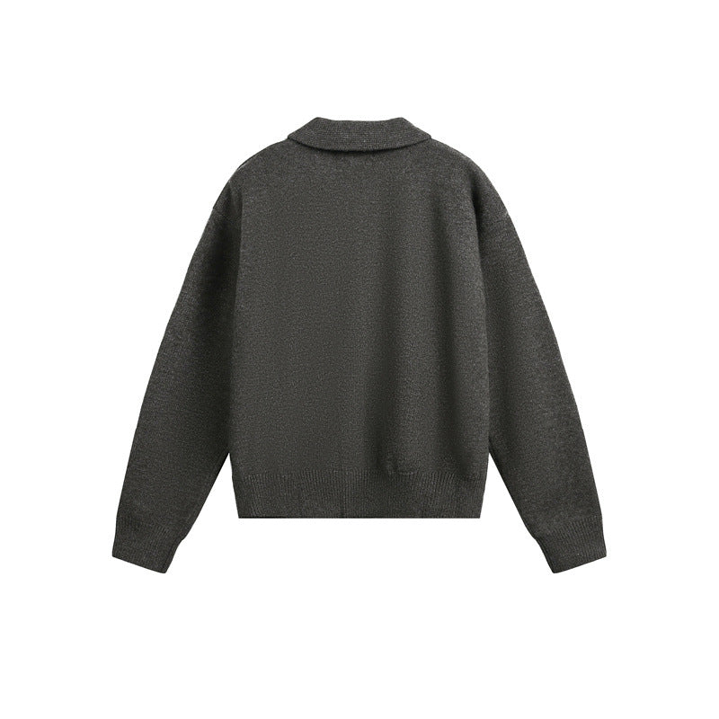 Herren Strick-Zipjacke mit Hemdkragen, Eingrifftaschen und geripptem Saum Echoarchiv