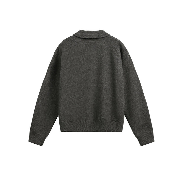 Herren Strick-Zipjacke mit Hemdkragen, Eingrifftaschen und geripptem Saum Echoarchiv