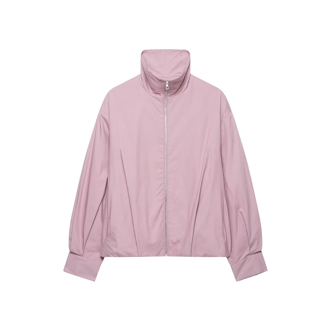 Damen Leichter Cropped Windblouson mit hohem Stehkragen und weitem Raglanärmel Echo Archiv