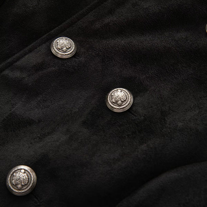 Damen Kurzgeschnittene Taillierte Militärblousonjacke mit hohem Stehkragen, doppelreihigen Metallknöpfen und Schulterriegeln Echo Archiv