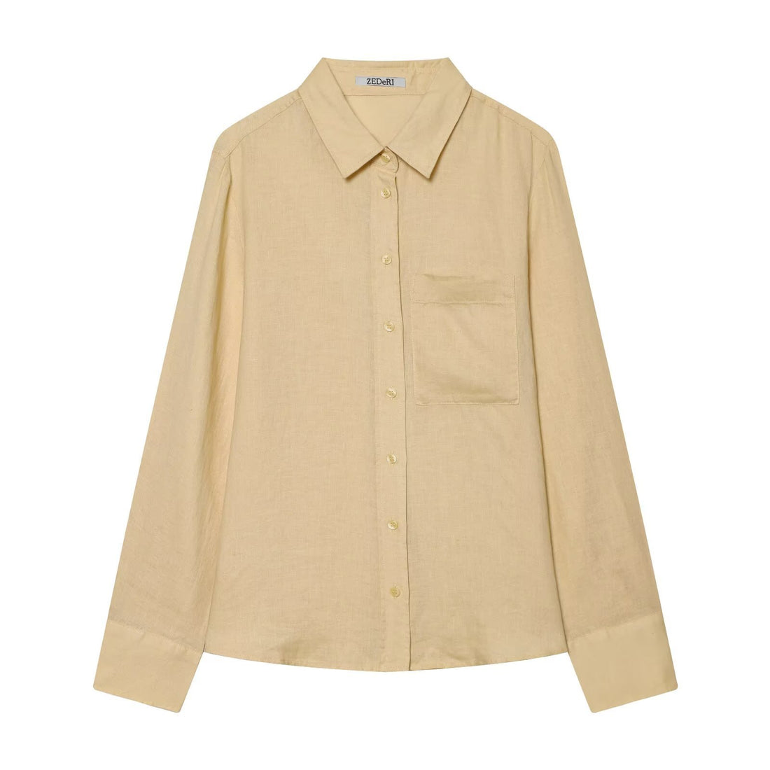 Damen Oversize‑Hemdbluse in Leinenoptik mit Brusttasche und Manschetten Echo Archiv