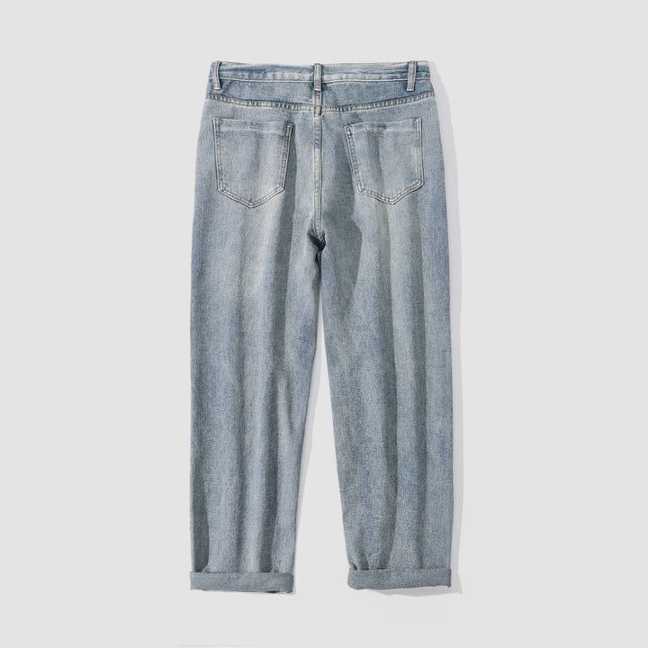 Damen Weite Straight‑Fit Jeans mit hohem Bund, umgeschlagenem Saum und leichter Vintage‑Waschung Echo Archiv