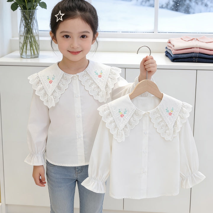 Mädchen Bluse mit voluminösem Spitzenkragen Echo Archiv