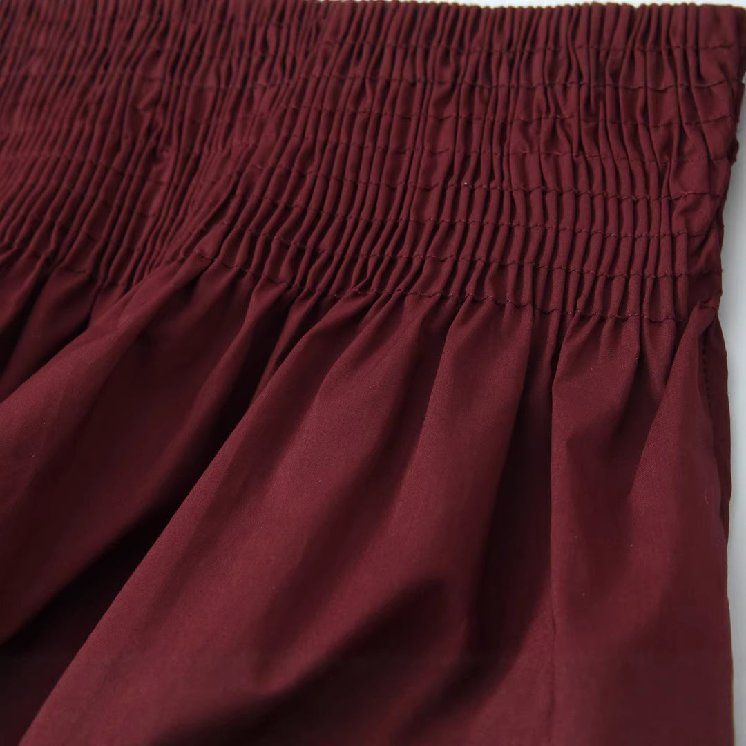 Damen Gesmokte Bluse mit Rüschenkragen und Volant-Peplum Echoarchiv