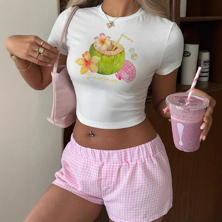 Damen Crop-Top mit fruchtigem Sommerdesign und lässigem Schnitt Echo Archiv