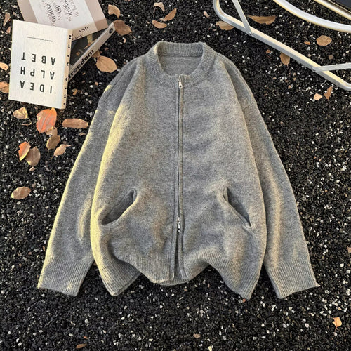 Unisex Feinstrick-Zipcardigan mit Rundhals und weichem Alpaka‑Mix Echoarchiv