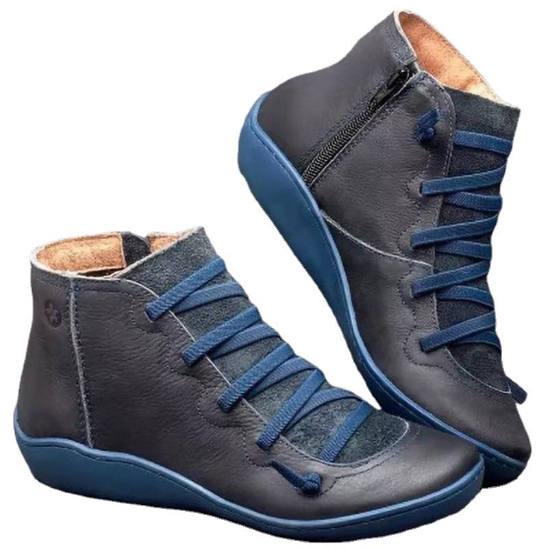 Damen nan komfortable Leder-Hochschaft-Sneaker mit seitlichem Reißverschluss und elastischer Schnürung Echo Archiv