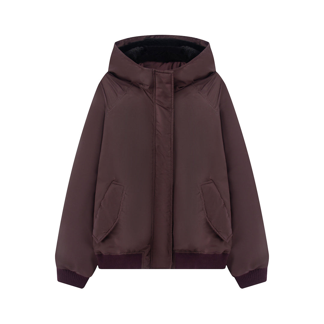 Damen nan wattierte Kapuzenjacke mit Teddyfutter, verdeckter Reißverschluss und Rippbündchen Echo Archiv