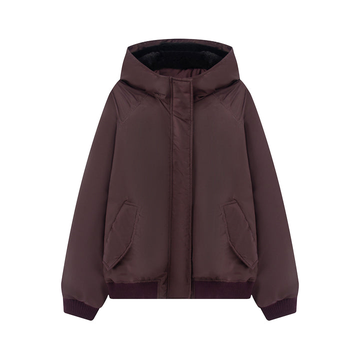 Damen nan wattierte Kapuzenjacke mit Teddyfutter, verdeckter Reißverschluss und Rippbündchen Echo Archiv
