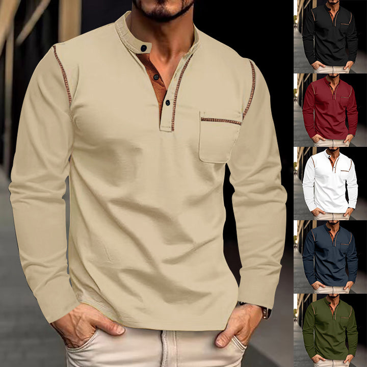 Herren Langarmshirt mit klassischem Henley-Ausschnitt Echoarchiv