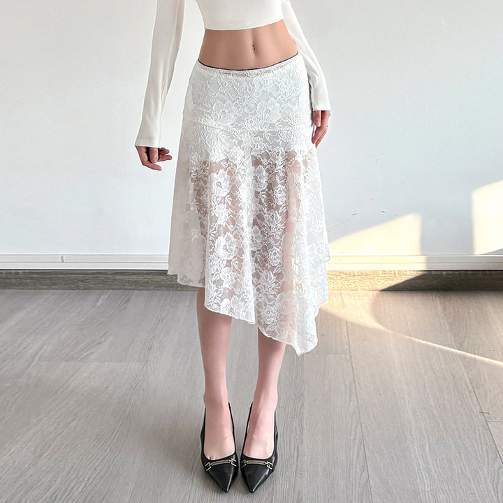 Damen eleganter Spitzenrock mit asymmetrischem Schnitt Echo Archiv