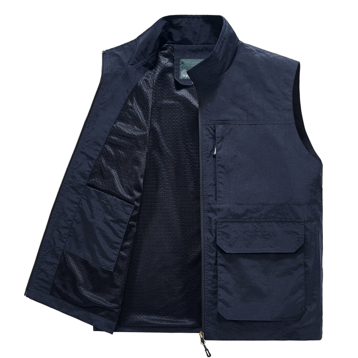 Herren Multifunktionale Utility‑Weste mit Mesh‑Futter, Reißverschluss & Mehrfachtaschen Echoarchiv