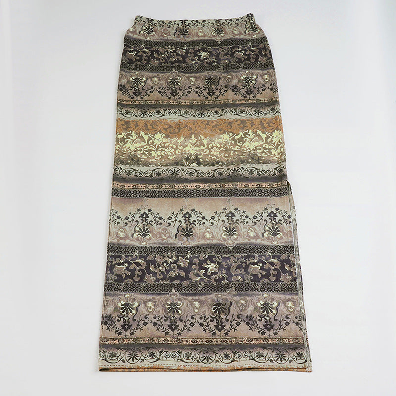 Damen Maxi-Rock mit floralen Mustern und eleganter Spitzenbordüre Echo Archiv