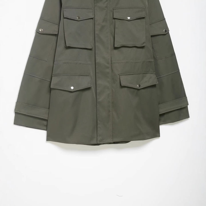 Damen Utility-Parka mit Stehkragen, vierfachen Pattentaschen und oversized Schnitt Echo Archiv