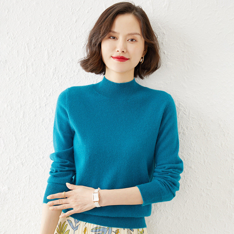 Damen Luxuriöser Kaschmir-Feinstrickpullover mit Stehkragen Echoarchiv