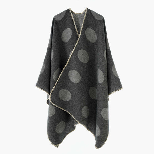 Damen Punkte-Überwurf Cape aus Wollmix mit Zierstich – Avérine