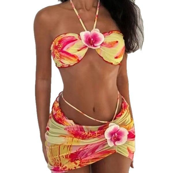 Damen Bandeau-Bikini mit verziertem Rock Echo Archiv